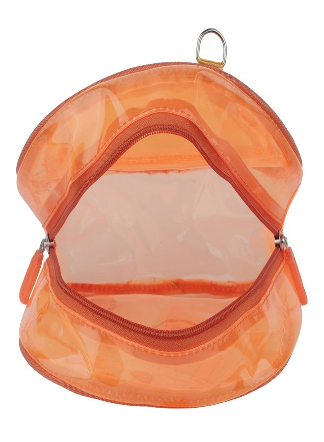 Echo Boomers Stylish Transparent Jelly Backpack | Trendy Neon Orange Clear Bag | 50 GSM Waterproof PVC School, College & Travel Backpack with Front Zipper Pocket - Image 4