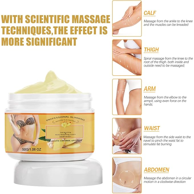 Grospe Ginger Fat Burning Cream Anti-cellulite Full Body Slimming Weight Loss Massaging Cream for Belly, Perfect for Cellulite, Soothing, Relaxing, Tightening & Slimming - Image 3
