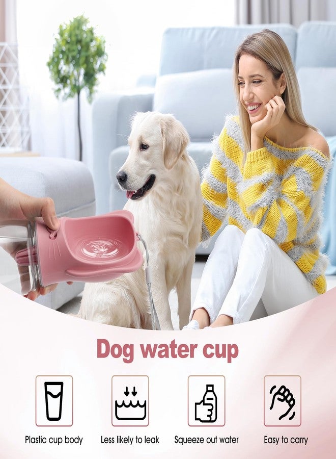 VINGVO Portable Dogs Water Bottle with Food Storage Container, Leakproof Drinking Water Dispenser Feeder for Outdoor Dog Stuff Accessories Items for Cats, Puppy,for Walking, Hiking (Pink, 550ml) - Image 5