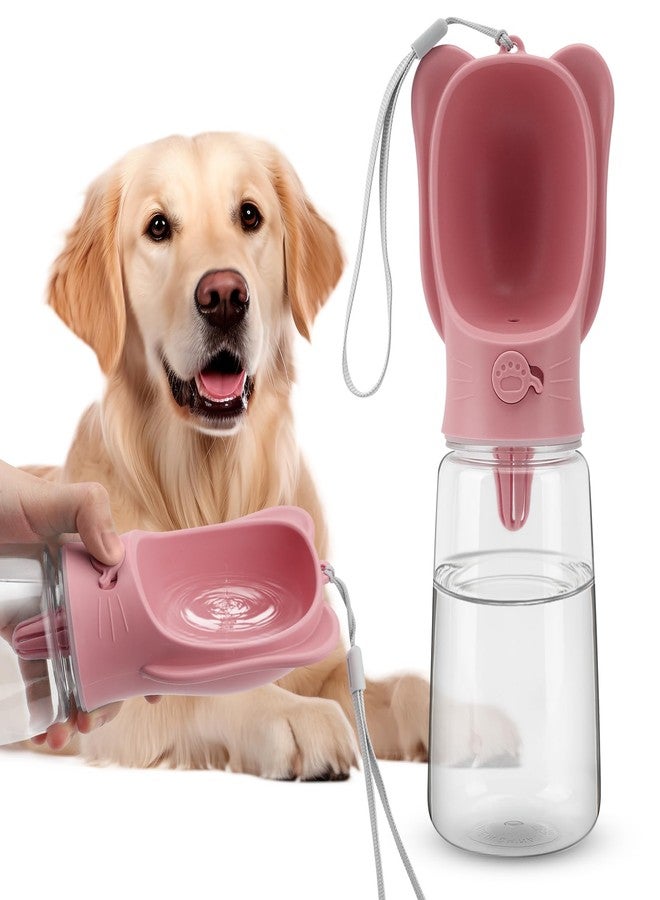 VINGVO Portable Dogs Water Bottle with Food Storage Container, Leakproof Drinking Water Dispenser Feeder for Outdoor Dog Stuff Accessories Items for Cats, Puppy,for Walking, Hiking (Pink, 550ml) - Image 1