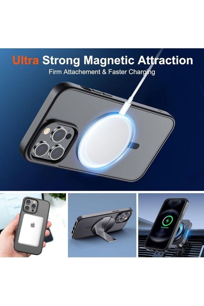 حافظة سوداء مصممة مغناطيسية لهاتف iPhone 12 Pro Max ، حماية من الدرجة العسكرية ومتوافقة مع MagSafe، ظهر شفاف غير لامع مع حافظة هاتف ذات حافة ناعمة - Image 3
