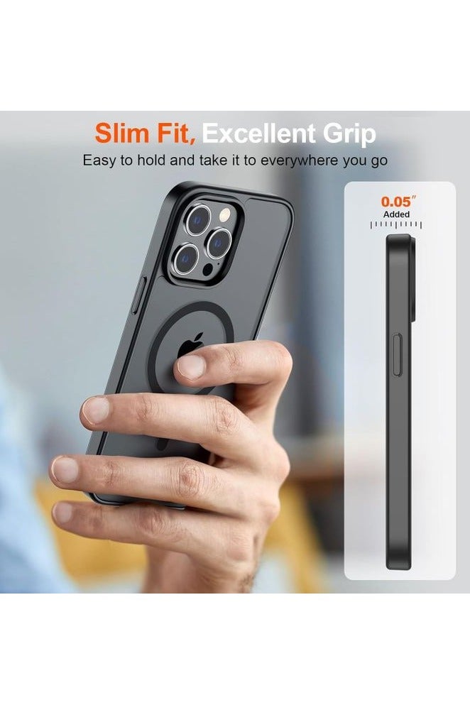 حافظة سوداء مصممة مغناطيسية لهاتف iPhone 12 Pro Max ، حماية من الدرجة العسكرية ومتوافقة مع MagSafe، ظهر شفاف غير لامع مع حافظة هاتف ذات حافة ناعمة - Image 1