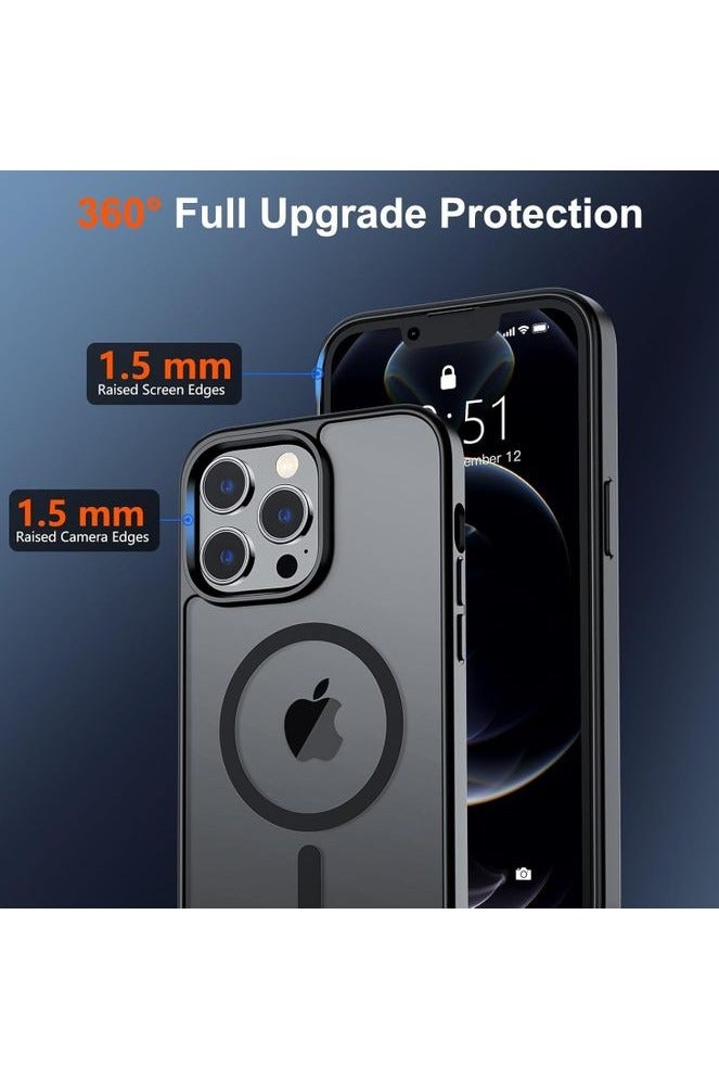 حافظة سوداء مصممة مغناطيسية لهاتف iPhone 12 Pro Max ، حماية من الدرجة العسكرية ومتوافقة مع MagSafe، ظهر شفاف غير لامع مع حافظة هاتف ذات حافة ناعمة - Image 4