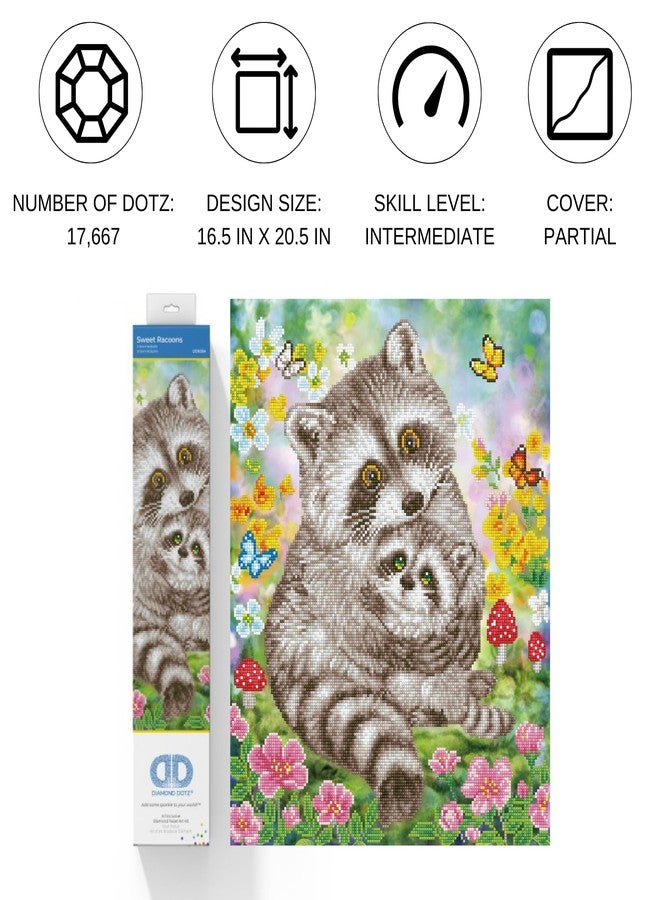 DIAMOND DOTZ Sweet Racoons Diamond Painting Kits for Adults - Diamond Art Kits a Relaxing Creative Craft Kit with Dotz Gems 16.5x20.5 - Image 2