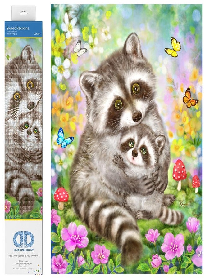DIAMOND DOTZ Sweet Racoons Diamond Painting Kits for Adults - Diamond Art Kits a Relaxing Creative Craft Kit with Dotz Gems 16.5x20.5 - Image 1