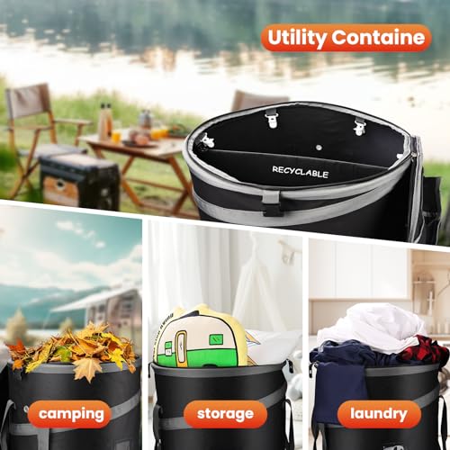 AUTOMATTERS PopUp Trash Bin with Removable Divider Heavy Duty Bottom Collapsible Storage for Camping Laundry Storage and Garden Waterproof and Tear Resistance Material with Air Vent - Image 3