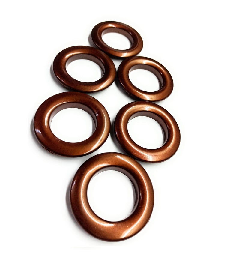 FAPBADRI Curtain Eyelet Rings with Flexi Lock, Suitable for Any 1 inch Curtain Rod - Copper Colour - 50 Pieces - Image 1