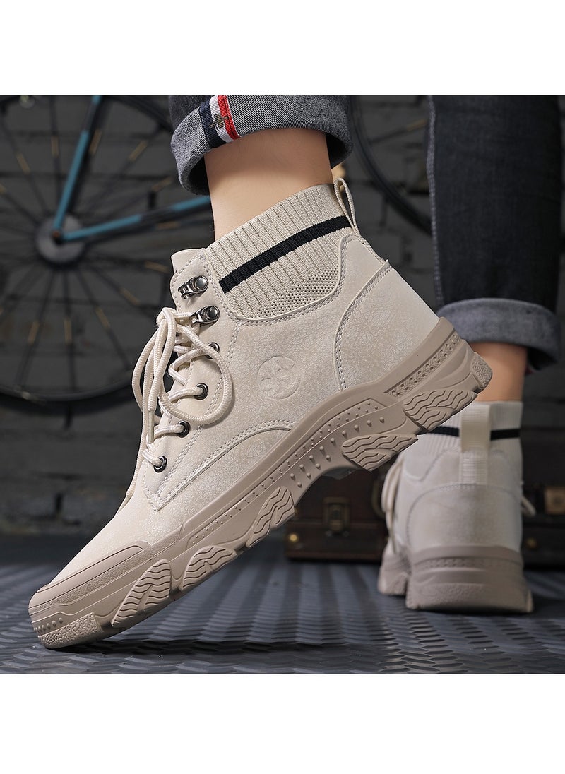 Sky View - Boots Men's High Top Ankle Boots Anti-Slip Outdoor Hiking Fashionable Work Shoes - Image 1