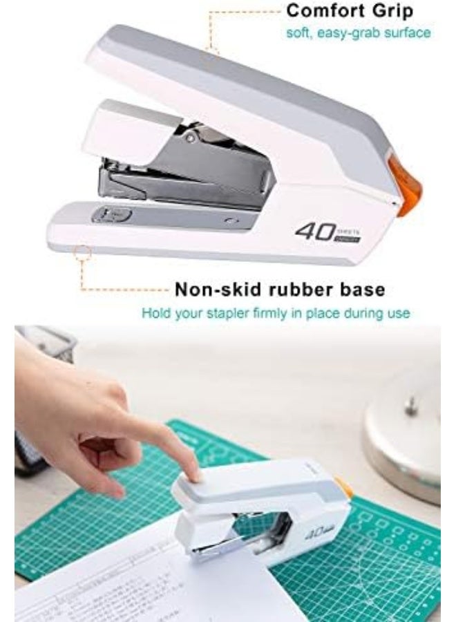 Deli Effortless Desktop Stapler, 40 Sheet Capacity, One Finger Touch Stapling, Easy to Load Ergonomic Heavy Duty Stapler, Includes 1500 Staples and Staple Remover - Image 4