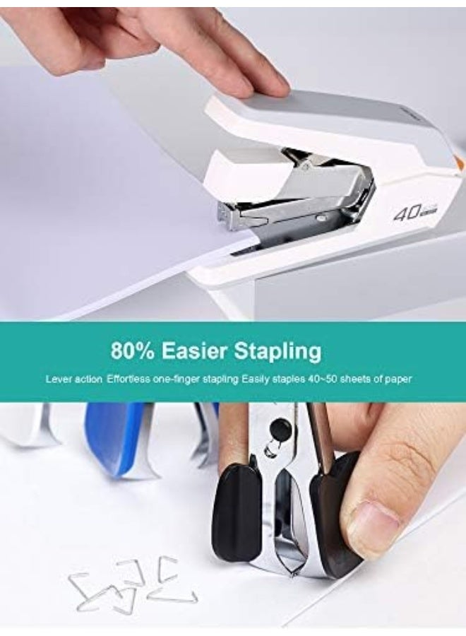Deli Effortless Desktop Stapler, 40 Sheet Capacity, One Finger Touch Stapling, Easy to Load Ergonomic Heavy Duty Stapler, Includes 1500 Staples and Staple Remover - Image 5