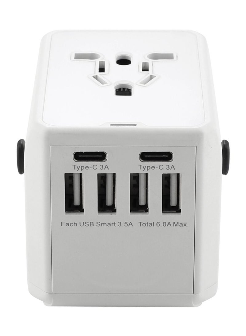 قابس محول السفر العالمي ، شاحن متعدد الوظائف مع 4 منافذ USB ومنفذين من النوع C ، ومقبس طاقة عالمي مع محولات دول متعددة للمسافرين الدوليين - Image 3
