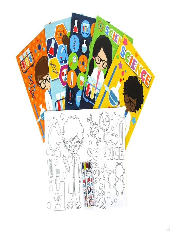 TINYMILLS Science Themed Coloring Book Set for Kids Party Favors with 12 Coloring Books and 48 Crayons Birthday Party Supplies Favor Bag Filler - Image 2