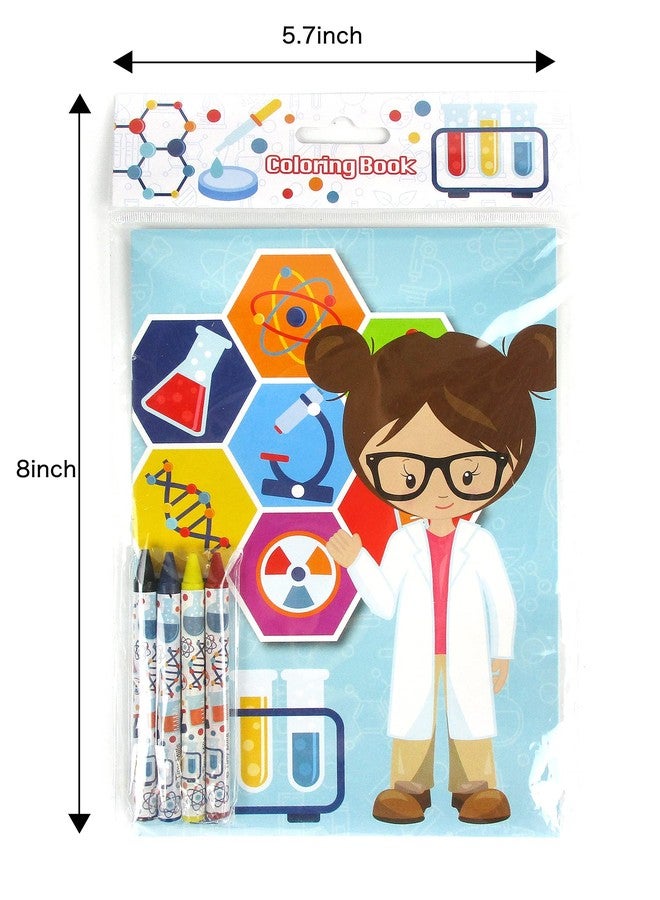 TINYMILLS Science Themed Coloring Book Set for Kids Party Favors with 12 Coloring Books and 48 Crayons Birthday Party Supplies Favor Bag Filler - Image 5