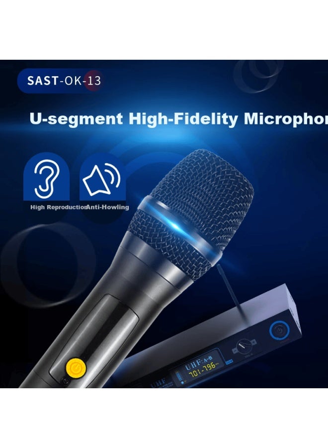 Sast Wireless Microphone Dual Transmitter Stage Host Performance Wedding Conference Classroom Anti-howling Home Karaoke Ktv Microphone Ok-13 - Image 1