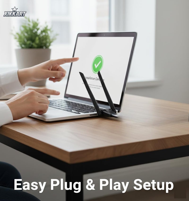 XIKKART 2 in 1 Wireless 5G WiFi Bluetooth Dongle, BT 5.1 & 1300Mbps, High Speed Dual Band Wireless USB Network WiFi Bluetooth Adapter with Antenna for PC, Laptop, Desktop, Wi-Fi Dongle - Image 5