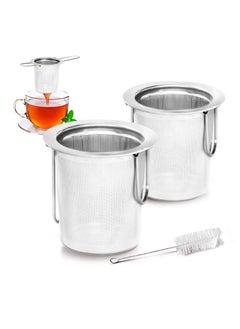 2 Pack Tea Infuser, Stainless Steel Extra Fine Mesh Tea Strainer for Loose Leaf with Foldin Handle Sitting in Mugs, Tea Filters, Tea Strainers, Tea Basket, Infusers Tea Diffuser for Loose Tea Steeper
