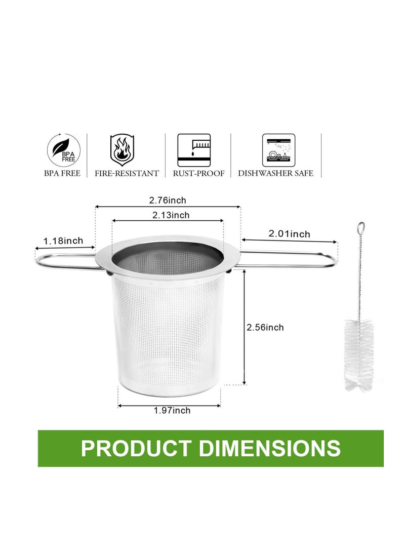 SYOSI - 2 Pack Tea Infuser, Stainless Steel Extra Fine Mesh Tea Strainer for Loose Leaf with Foldin Handle Sitting in Mugs, Tea Filters, Tea Strainers, Tea Basket, Infusers Tea Diffuser for Loose Tea Steeper - Image 1