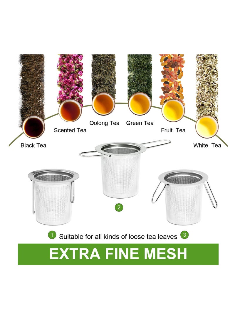 SYOSI - 2 Pack Tea Infuser, Stainless Steel Extra Fine Mesh Tea Strainer for Loose Leaf with Foldin Handle Sitting in Mugs, Tea Filters, Tea Strainers, Tea Basket, Infusers Tea Diffuser for Loose Tea Steeper - Image 1