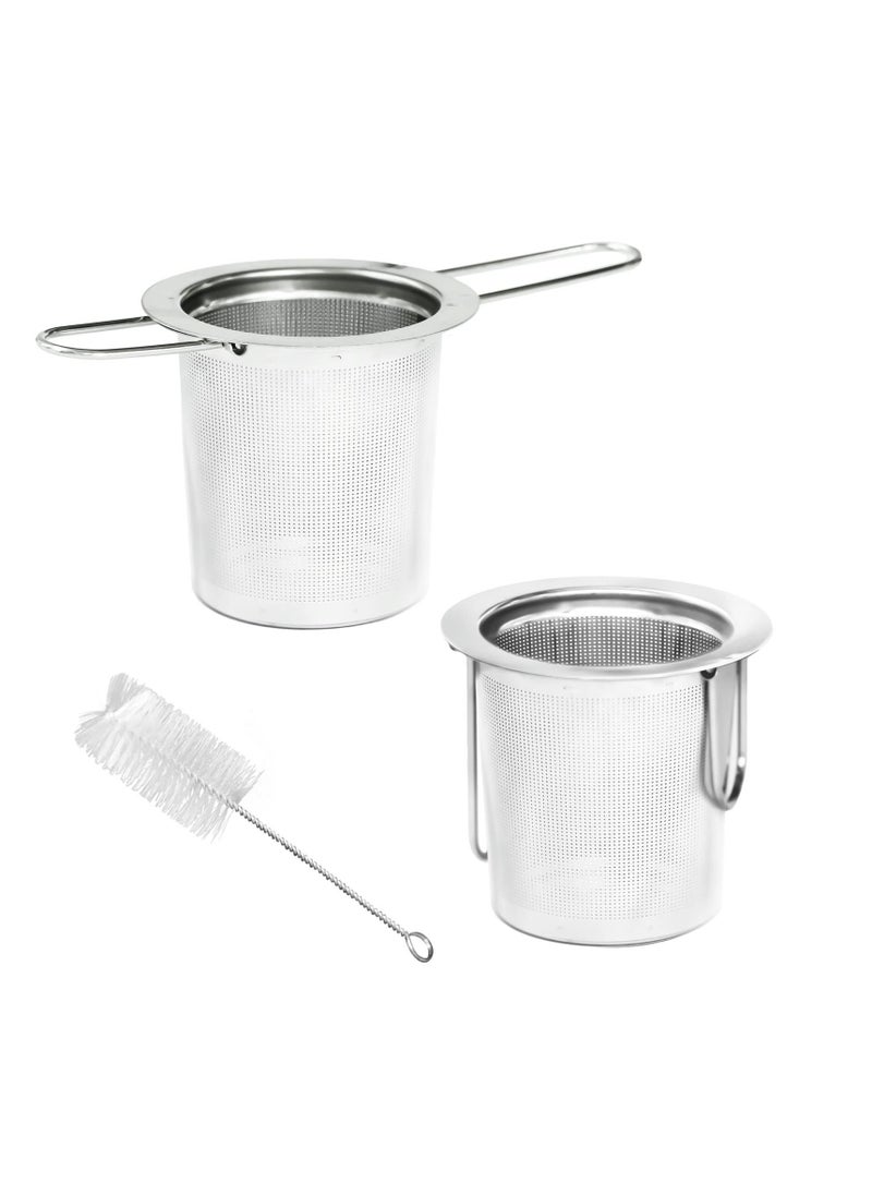 SYOSI - 2 Pack Tea Infuser, Stainless Steel Extra Fine Mesh Tea Strainer for Loose Leaf with Foldin Handle Sitting in Mugs, Tea Filters, Tea Strainers, Tea Basket, Infusers Tea Diffuser for Loose Tea Steeper - Image 1