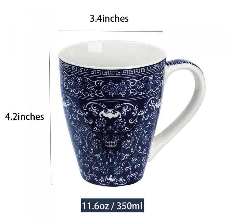 123Arts Ceramic Mug Blue And White Porcelain Coffee Mug Tea Cup - Image 2