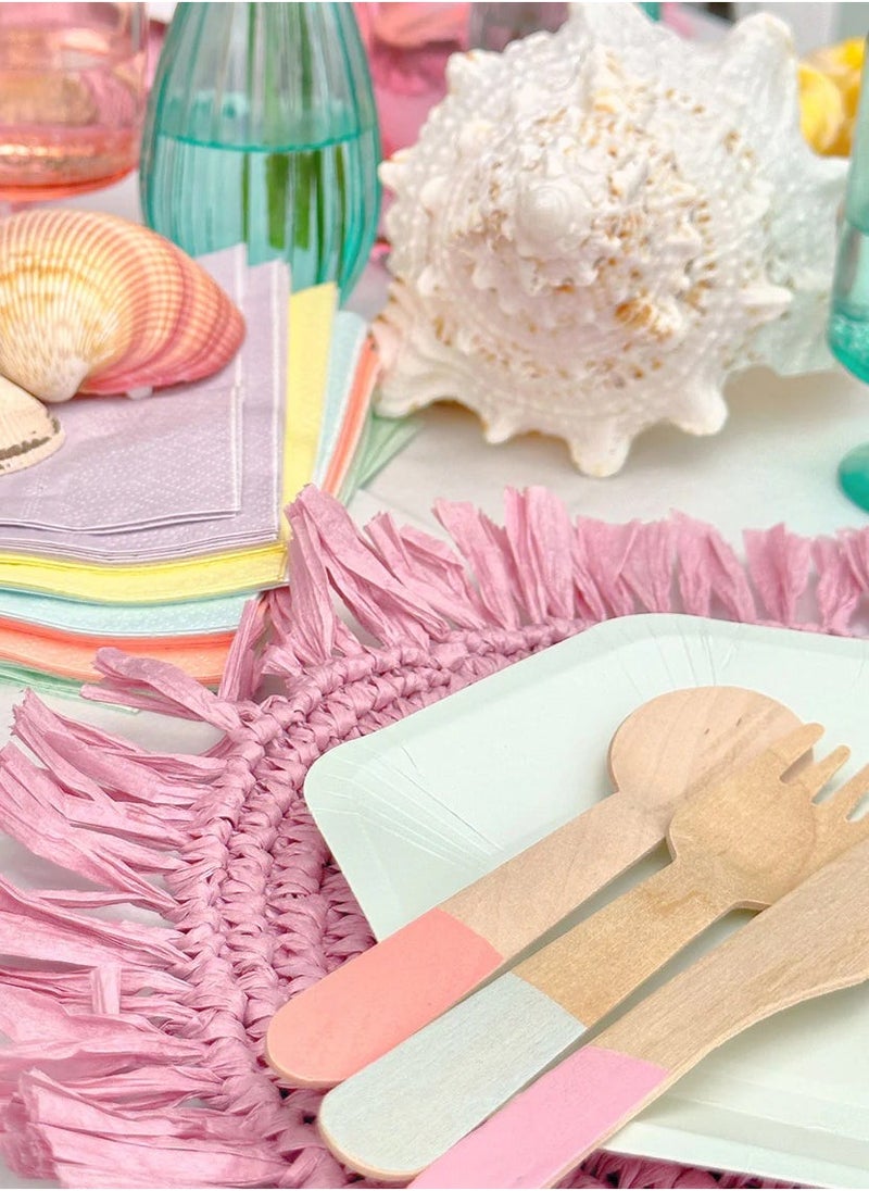 توكينج تيبلز أدوات مائدة خشبية باستيل - 12 طقم - Image 1