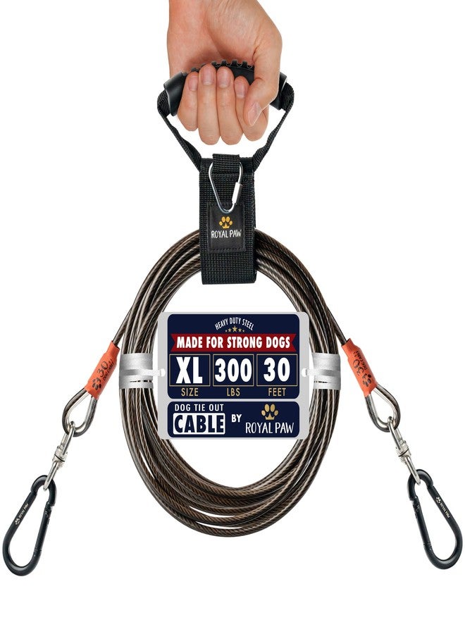 ROYAL PAW Dog Tie Out Cable - Tie Out Cable for Dogs (up to 300 lbs) - Use Dog Tie-Outs & Stakes for Outside - Best Heavy Duty Dog Leash for Large Dogs (30ft - Black Onyx) - Image 1