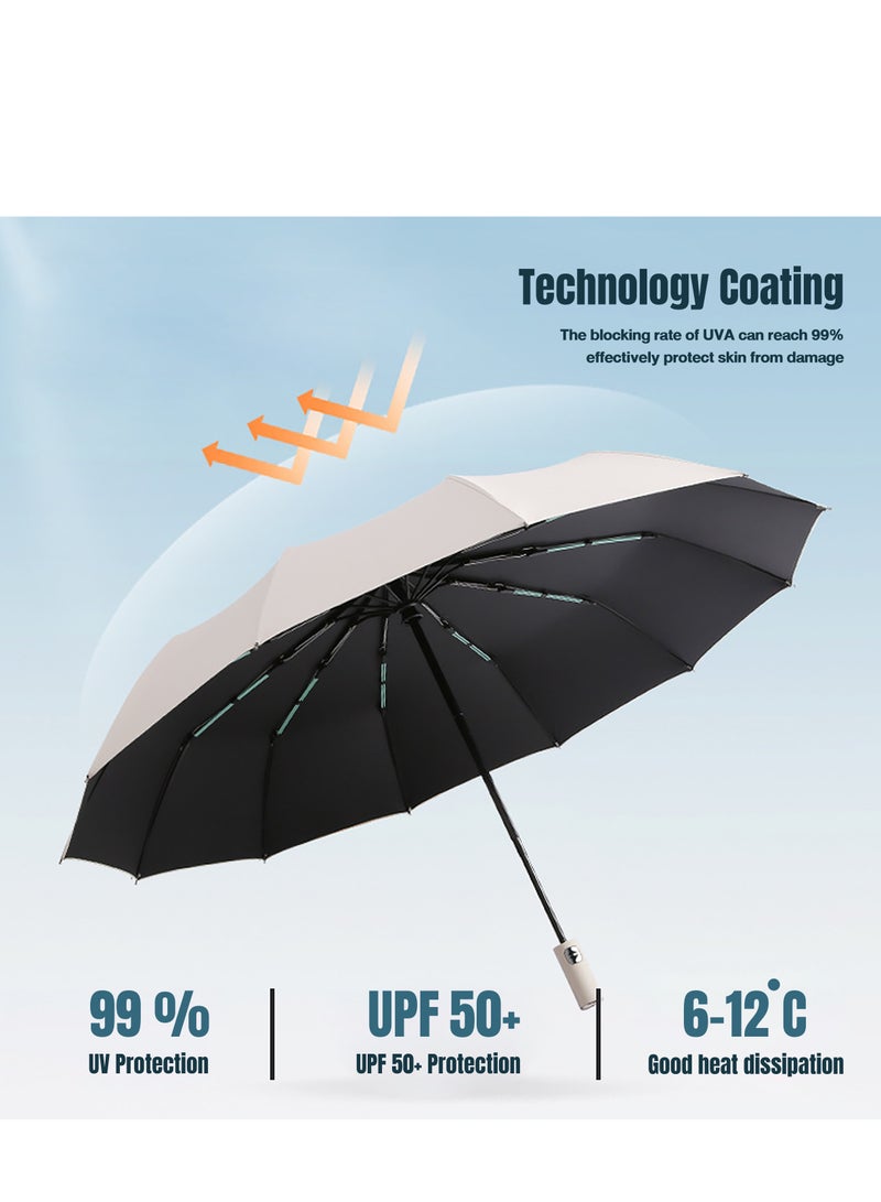 Portable Automatic Folding Umbrella, UPF50+ Sun Protection Umbrella With 12 Wind-Resistant Keels, 104cm Diameter Large Umbrella Surface, Ideal for Daily Commuting and Outdoor Activities  - Image 2