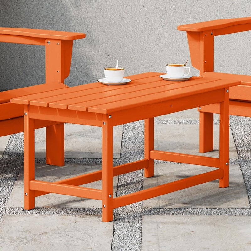 WestinTrends Malibu Outdoor Coffee Table, 35" x 17.5" All Weather Poly Lumber Patio Adirondack Coffee Table for Garden Lawn Porch Balcony, Orange - Image 2