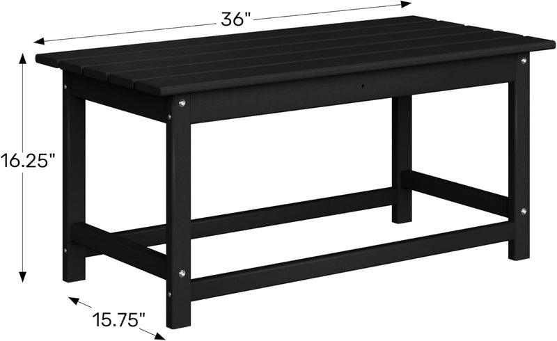 WestinTrends Malibu Outdoor Coffee Table, 35" x 17.5" All Weather Poly Lumber Patio Adirondack Coffee Table for Garden Lawn Porch Balcony, Orange - Image 3