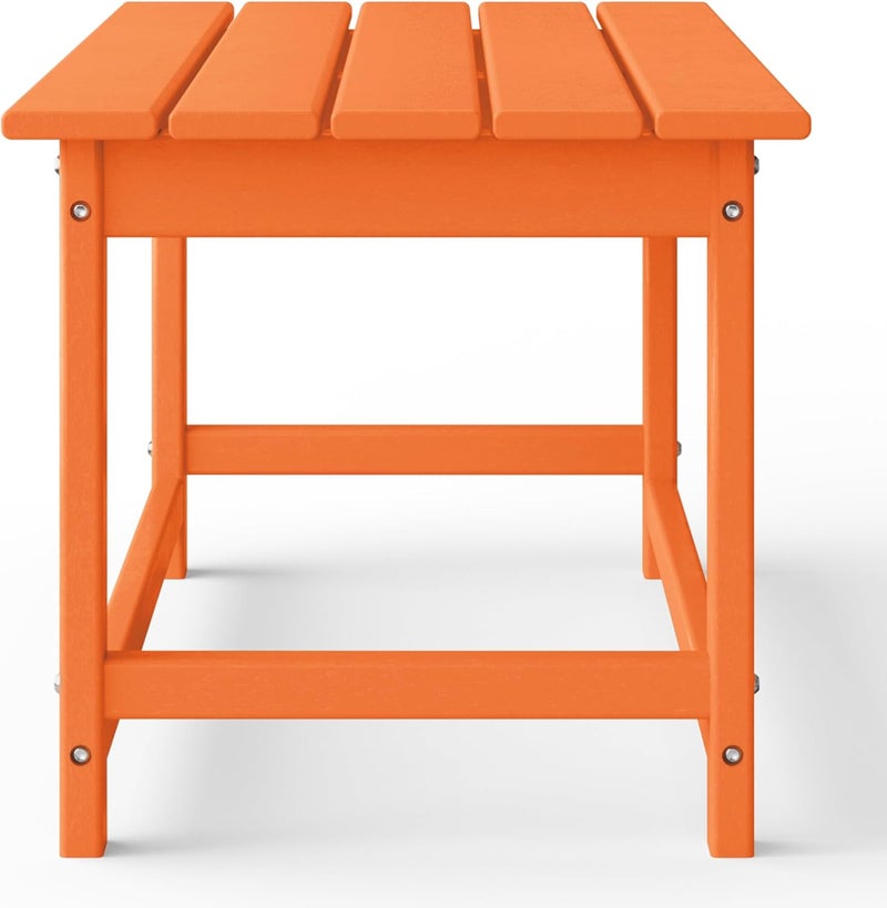 WestinTrends Malibu Outdoor Coffee Table, 35" x 17.5" All Weather Poly Lumber Patio Adirondack Coffee Table for Garden Lawn Porch Balcony, Orange - Image 5