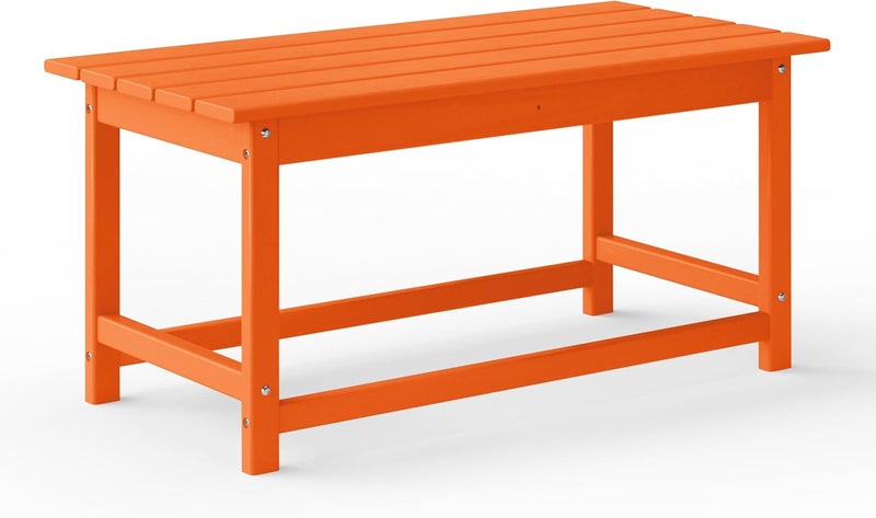 WestinTrends Malibu Outdoor Coffee Table, 35" x 17.5" All Weather Poly Lumber Patio Adirondack Coffee Table for Garden Lawn Porch Balcony, Orange - Image 1