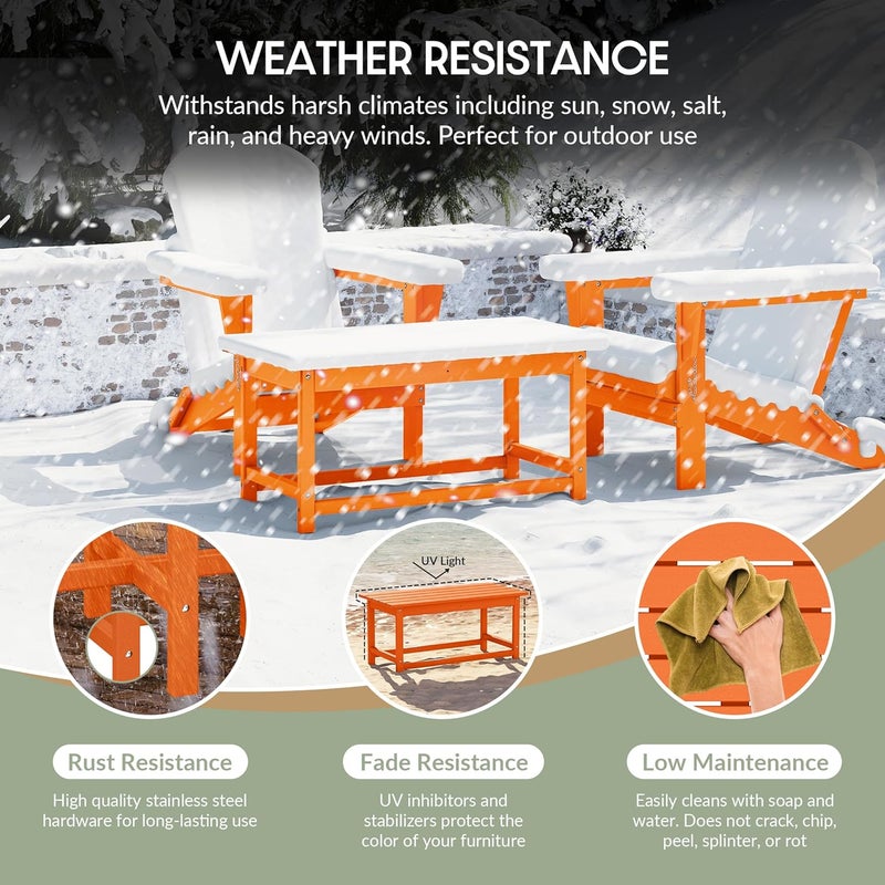 WestinTrends Malibu Outdoor Coffee Table, 35" x 17.5" All Weather Poly Lumber Patio Adirondack Coffee Table for Garden Lawn Porch Balcony, Orange - Image 4