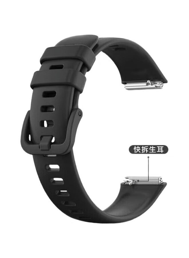 Ten Flashes Shan Huawei Band 7 Strap, Compatible With Band 7 Standard/Nfc Version, Universal Silicone Wristband, Colorful Replacement Watch Strap, Smart Fitness Band, Obsidian Black - Image 1