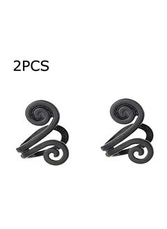 Acupressure Earrings, Non Piercing Acupressure Weight Loss Slimming Earrings, Comfortable Lymphatic Drainage Hoop Earrings, Effective Therapy Cuff Earrings For Women Girls, (2pcs Black)