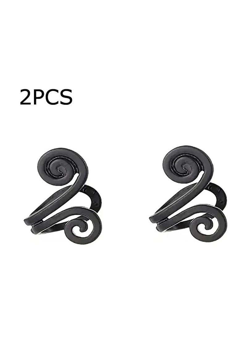 AROAQ - Acupressure Earrings, Non Piercing Acupressure Weight Loss Slimming Earrings, Comfortable Lymphatic Drainage Hoop Earrings, Effective Therapy Cuff Earrings For Women Girls, (2pcs Black) - Image 1