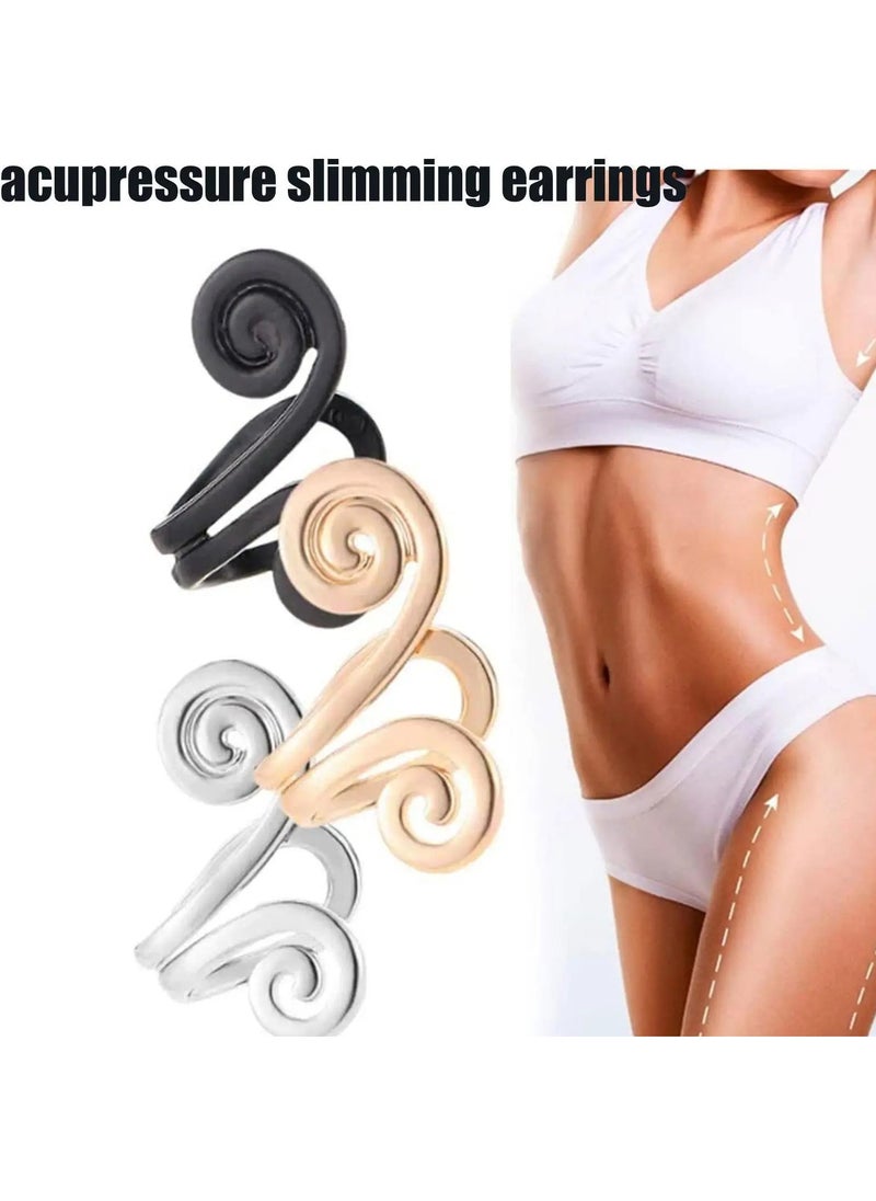 AROAQ - Acupressure Earrings, Non Piercing Acupressure Weight Loss Slimming Earrings, Comfortable Lymphatic Drainage Hoop Earrings, Effective Therapy Cuff Earrings For Women Girls, (2pcs Black) - Image 1