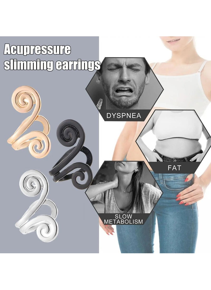 AROAQ - Acupressure Earrings, Non Piercing Acupressure Weight Loss Slimming Earrings, Comfortable Lymphatic Drainage Hoop Earrings, Effective Therapy Cuff Earrings For Women Girls, (2pcs Black) - Image 1