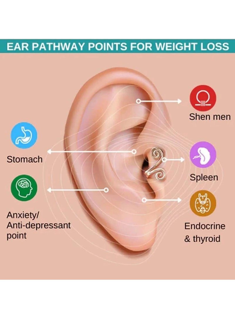 AROAQ - Acupressure Earrings, Non Piercing Acupressure Weight Loss Slimming Earrings, Comfortable Lymphatic Drainage Hoop Earrings, Effective Therapy Cuff Earrings For Women Girls, (2pcs Black) - Image 1