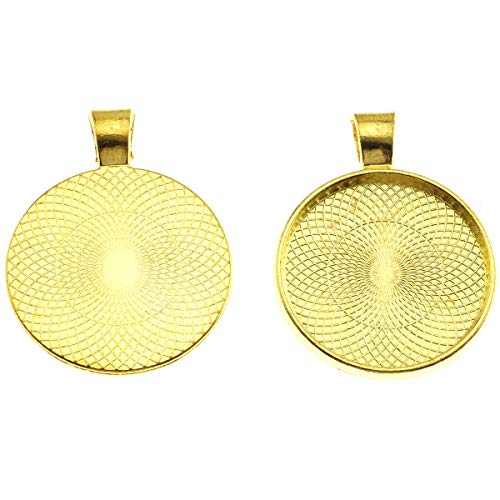 Lind Kitchen 25pcs Round Bezel Pendant Trays Setting Cabochon Blank Base for DIY Crafting Photo Jewelry Findings Making Accessories 25mm(Gold) - Image 3