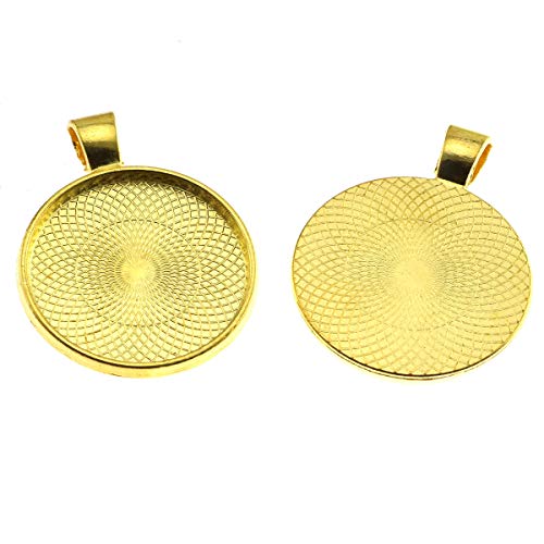 Lind Kitchen 25pcs Round Bezel Pendant Trays Setting Cabochon Blank Base for DIY Crafting Photo Jewelry Findings Making Accessories 25mm(Gold) - Image 2