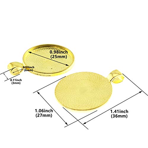 Lind Kitchen 25pcs Round Bezel Pendant Trays Setting Cabochon Blank Base for DIY Crafting Photo Jewelry Findings Making Accessories 25mm(Gold) - Image 4
