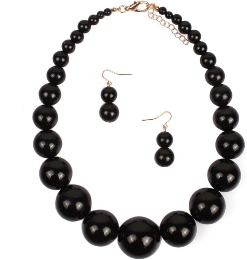 KOSMOS-LI Large Style Big Imitate Pearl Strand Choker Necklace With Earrings Set - Image 1