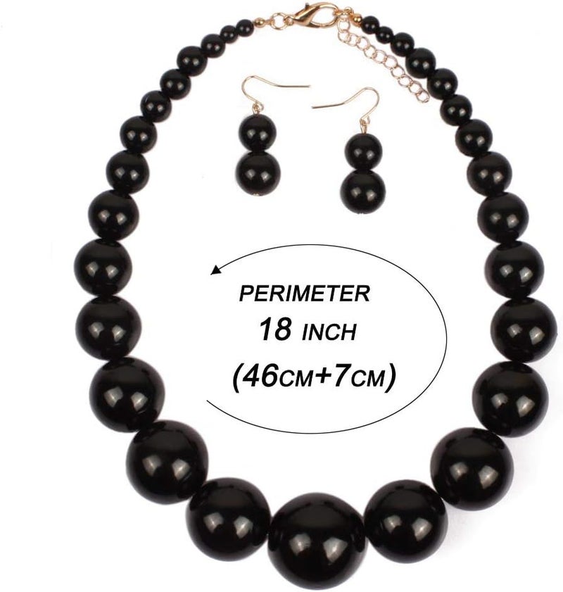 KOSMOS-LI Large Style Big Imitate Pearl Strand Choker Necklace With Earrings Set - Image 4