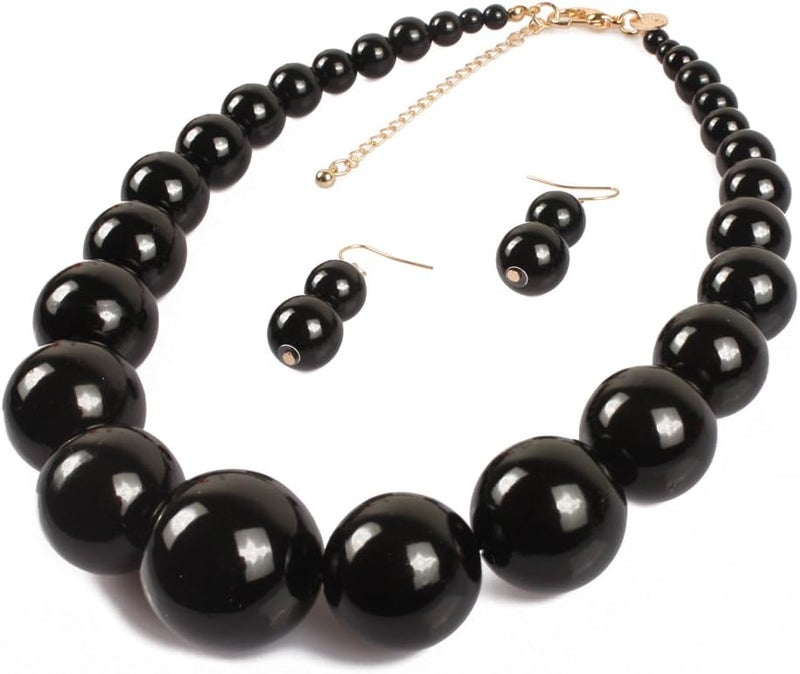 KOSMOS-LI Large Style Big Imitate Pearl Strand Choker Necklace With Earrings Set - Image 5