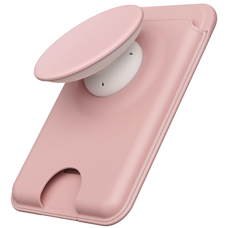 Sinjimoru for MagSafe Phone Grip Compatible with MagSafe wallet Soft Magnetic Finger Grip with 3 Card Holder for iPhone MTap Tok Wallet Pink - Image 2