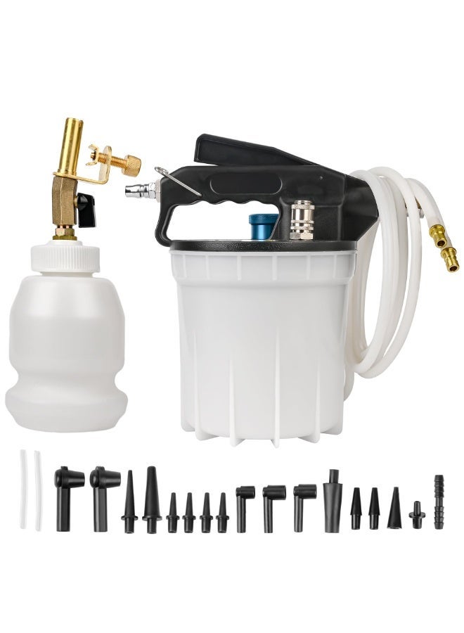 طقم نزف سائل الفرامل الفراغي سعة 2 لتر مع زجاجة إعادة تعبئة سعة 1 لتر و19 قطعة محولات، مستخرج زيت الفرامل عالي التحمل للسيارات والشاحنات، مجموعة أدوات نزف الفرامل العالمية - Image 1