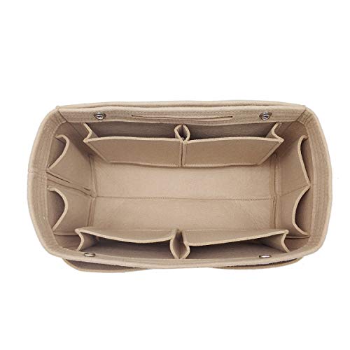 LEXSION Felt Purse Organizer Insert Multi Pocket Bag in Bag Organizer For Tote & Handbag Shaper 8008 Beige XL - Image 2