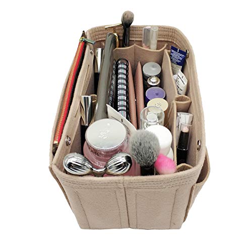 LEXSION Felt Purse Organizer Insert Multi Pocket Bag in Bag Organizer For Tote & Handbag Shaper 8008 Beige XL - Image 5