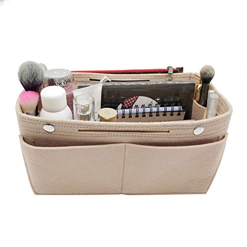 LEXSION Felt Purse Organizer Insert Multi Pocket Bag in Bag Organizer For Tote & Handbag Shaper 8008 Beige XL - Image 4