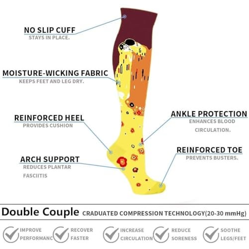 Double Couple 4 Pairs Compression Socks for Men and Women Compression Stockings - Image 3